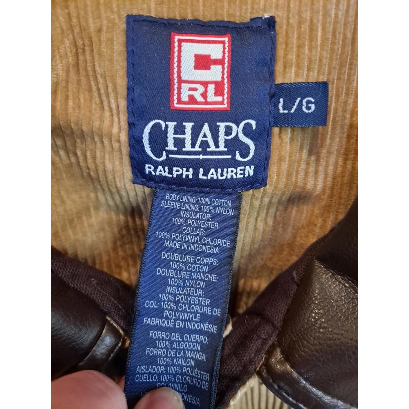 Chaps Chaps‎ Brown Corduroy Chore Jacket Flannel Size US L / EU 52-54 / 3 - 4 Thumbnail