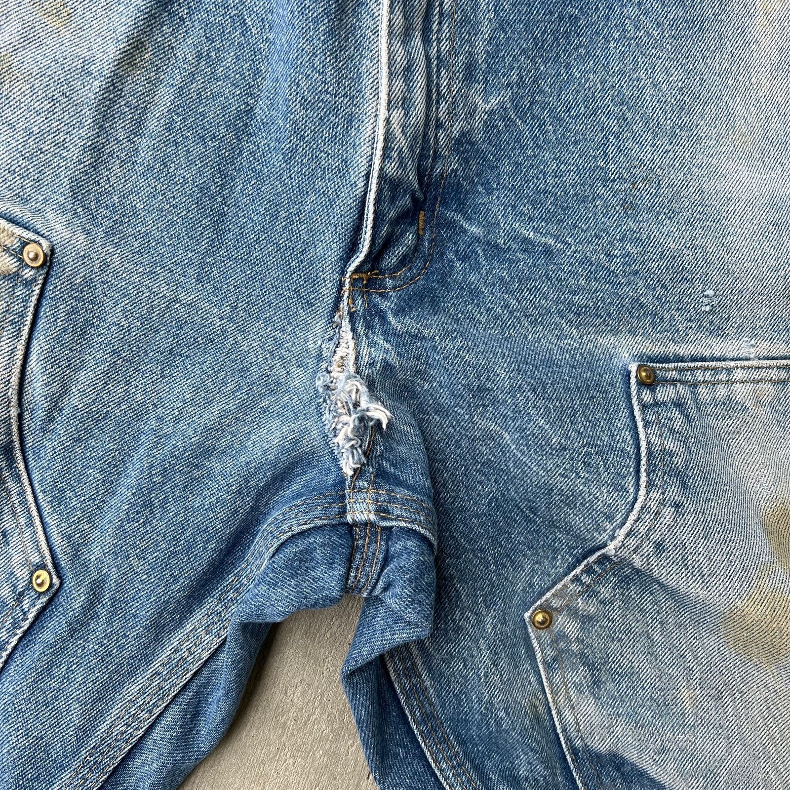 Carhartt × Vintage Carhartt denim fade blue B07 DNM double knee work wear pants Size US 34 / EU 50 - 5 Thumbnail