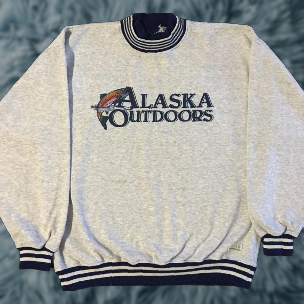 Vintage Vtg 90s Alaska Outdoors Faded Sweatshirt XL Fish Nature Snowboard Ski Grunge 80s Size US XL / EU 56 / 4 - 1 Thumbnail