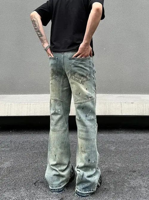 VIBE Paint Splatter Distressed Stacked Denim Jeans Size US 34 / EU 50 - 8 Thumbnail