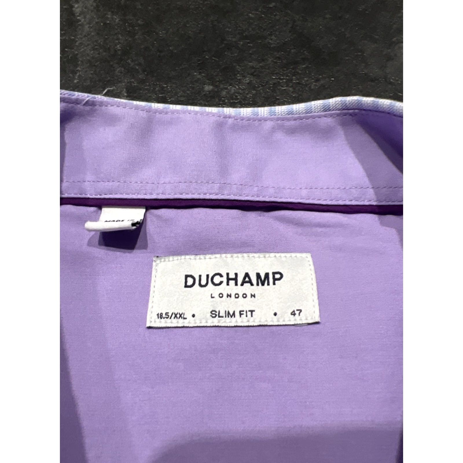 47 Duchamp London Dress Shirt Slim Stretch Lavender Plaid 18.5 47 Size 18.5in Regular Men Size US XXL / EU 58 / 5 - 7 Thumbnail
