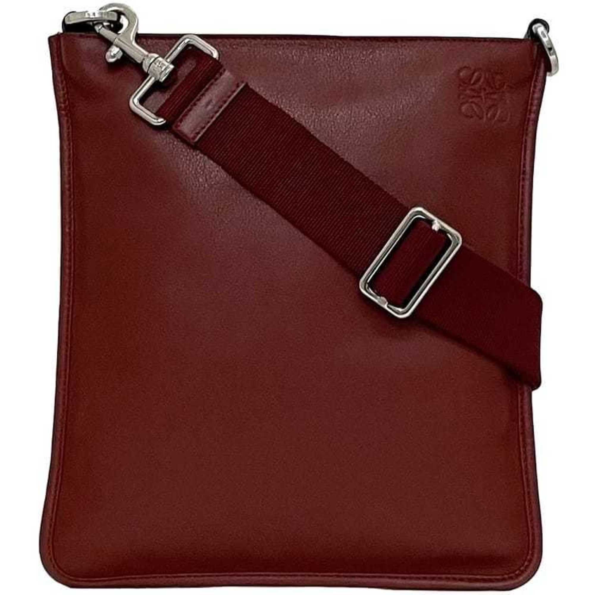 Loewe Shoulder Bag F-23242 Red Anagram Leather 261501 Crossbody Engraved Sacoche Women Men Available