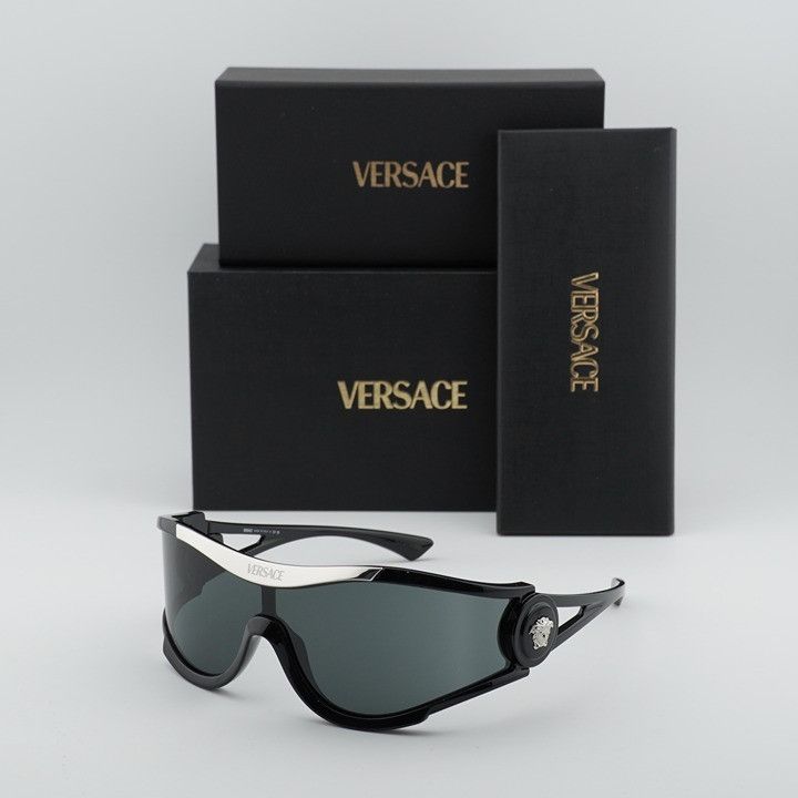 Versace Versace VE4475 GB1/87 Sunglasses Black Shield Frame Size ONE SIZE - 11 Thumbnail