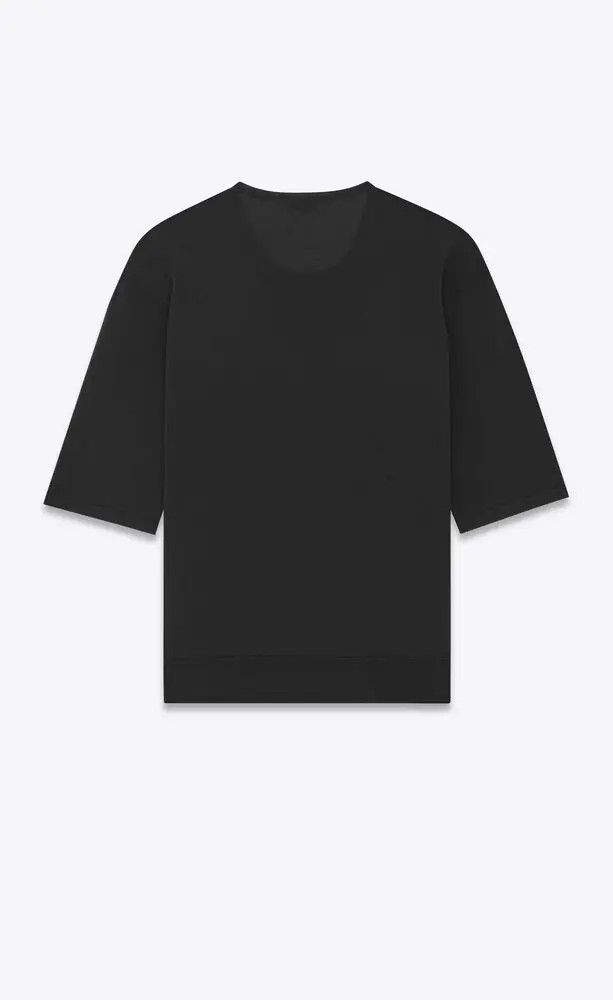 Saint Laurent Paris o1bcso1str1124 Top In Cashmere Wool And Silk in Black Size US L / EU 52-54 / 3 - 2 Thumbnail