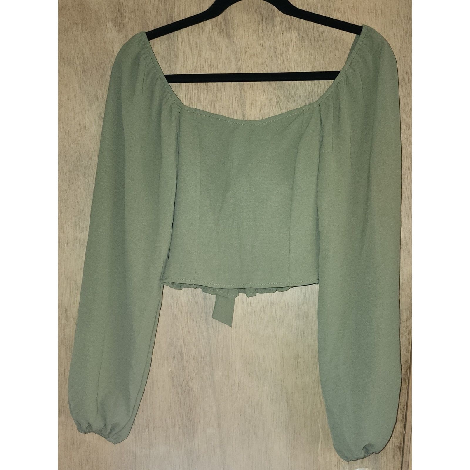 Alternative Apparel Alter'd State Sage Green Off-Shoulder Long Sleeve Top XS Size XS / US 0-2 / IT 36-38 - 1 Thumbnail