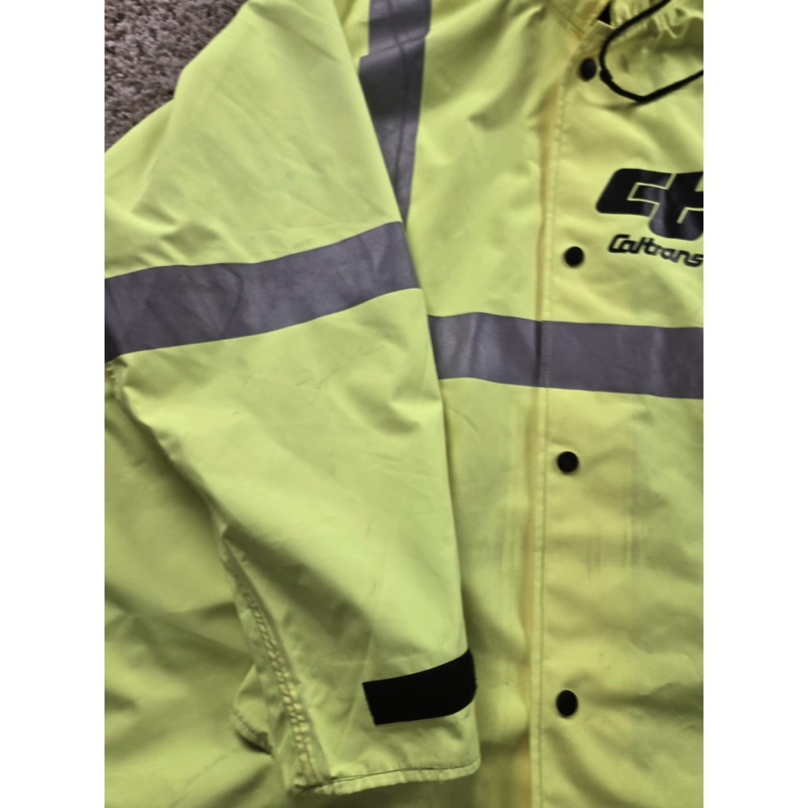 Rains VINTAGE Nasco Caltrans Rain Shell Jacket XL Mens Neon Full Zip Reflective Hi-Vis Yellow Jacket Mens XL Neon Hi-Vis 90s (if applicable) Size US XL / EU 56 / 4 - 4 Thumbnail