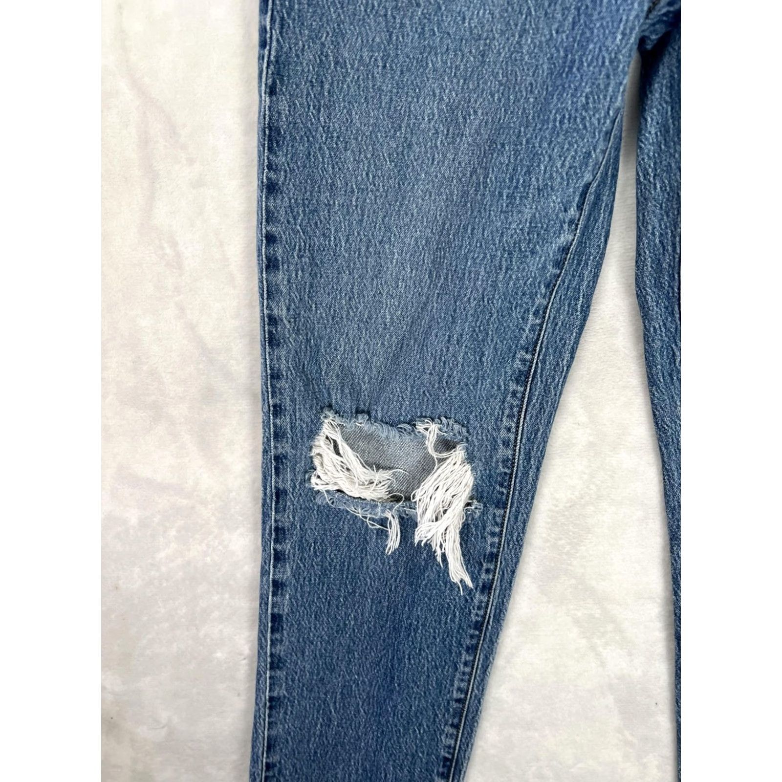 Pacsun PacSun Curve Straight High Rise Jeans Womens 25 Medium Blue Distressed Denim Jeans Size 42" / US 20 - 2 Thumbnail