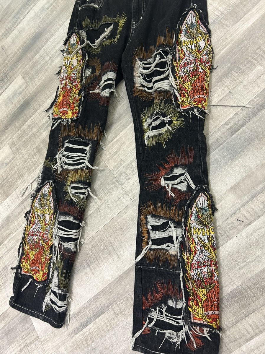 Who Decides War Who Decides War All Over Embroidered Jeans Size US 32 / EU 48 - 4 Thumbnail