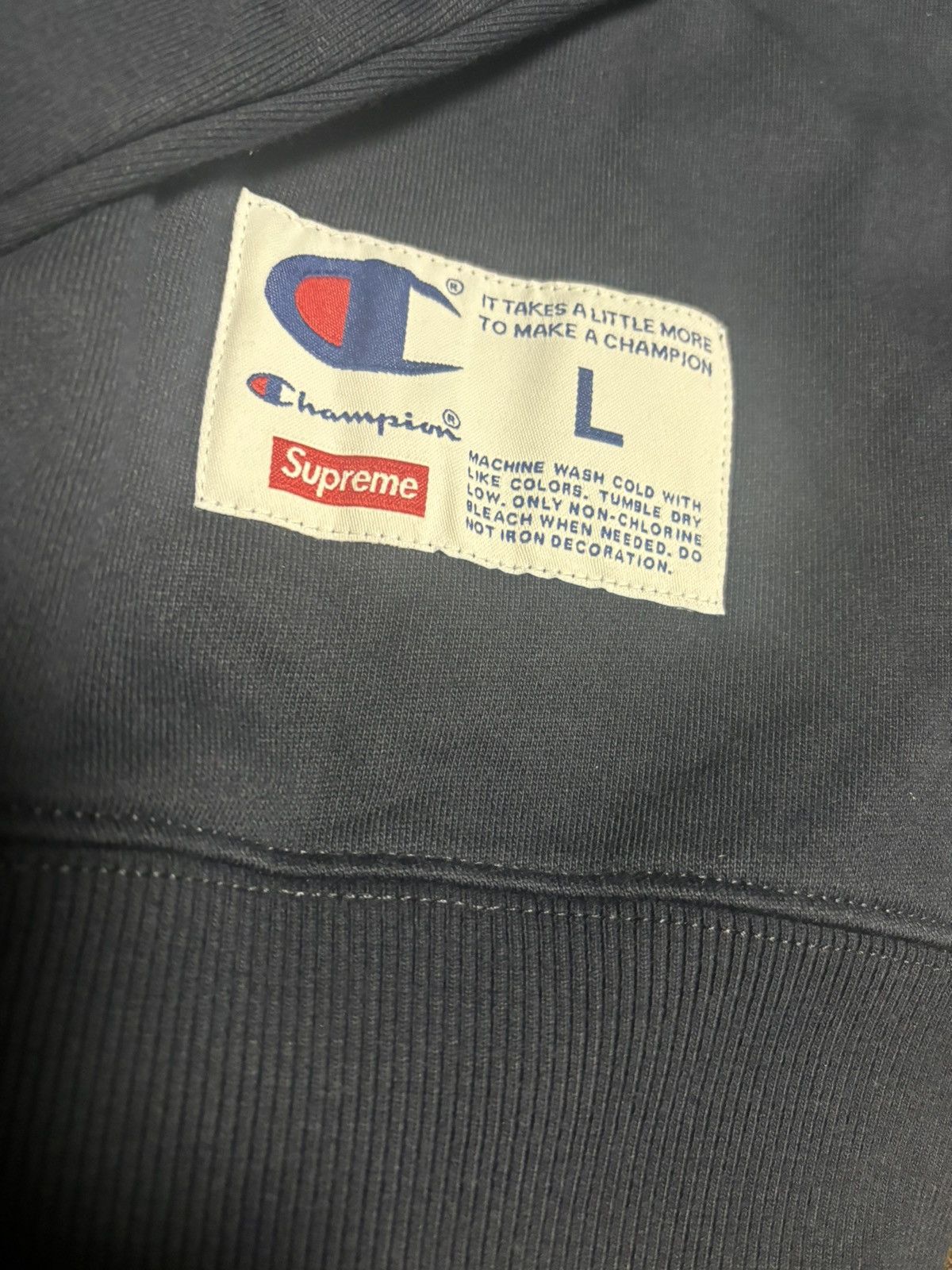 Champion Supreme Supreme x Champion 3D Metallic Logo Crewneck Sweater Grailed