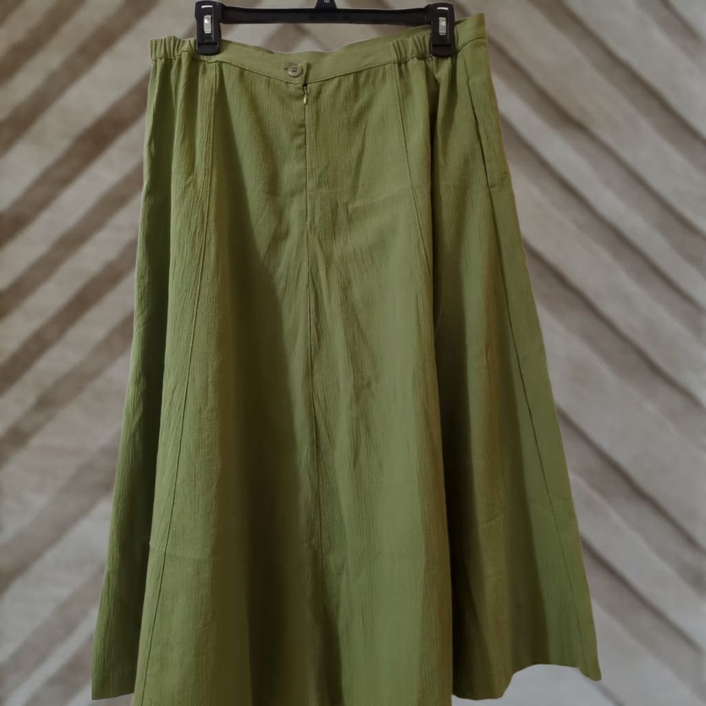 Vintage Koret Skirt Women's Plus Size 14 Green Embroidered Flower Long Skirt Size 36" / US 14 / IT 50 - 1 Thumbnail