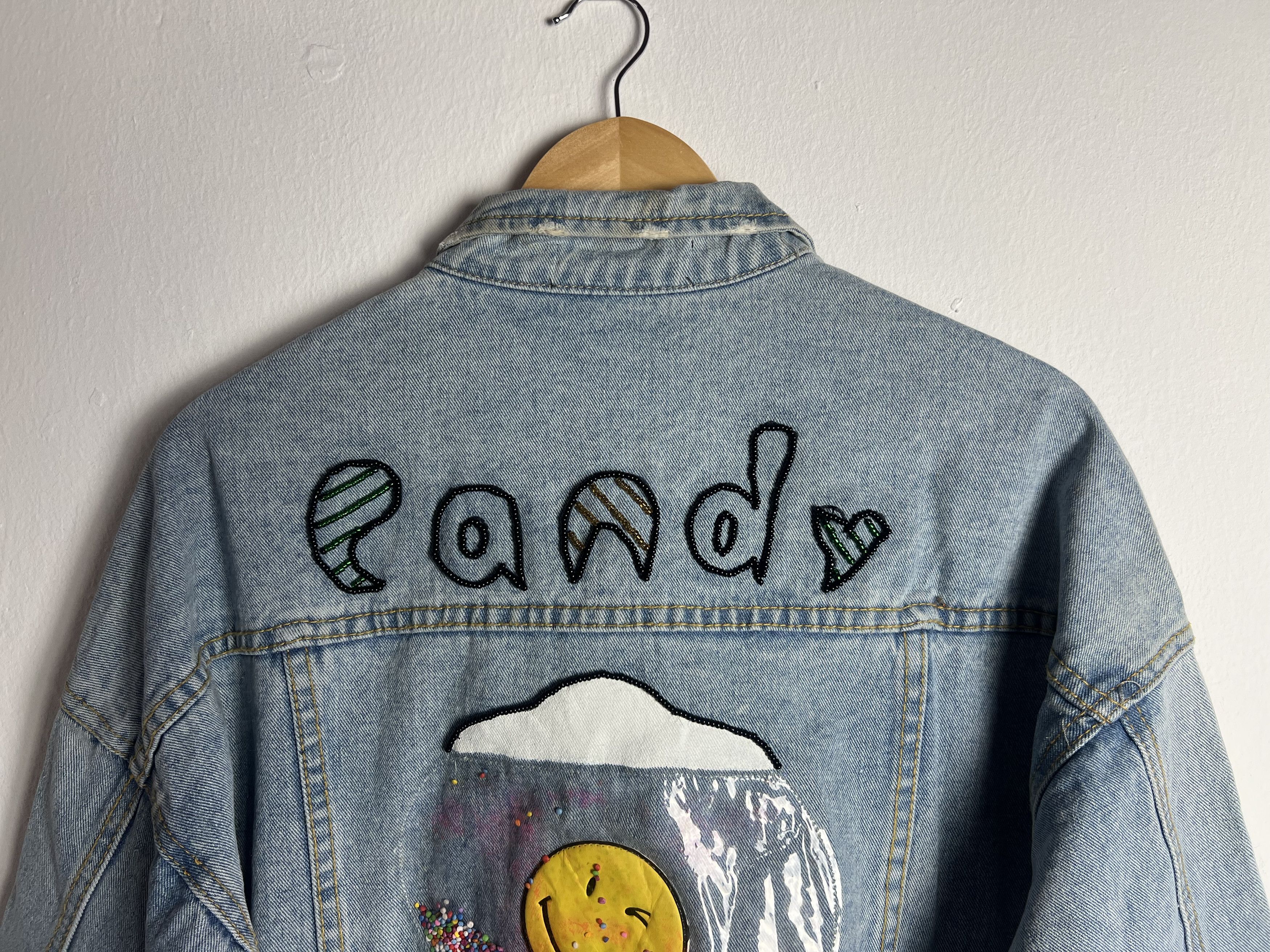 If Six Was Nine Big Happy Smiley Face Patches Light Wash Denim Jacket Size US M / EU 48-50 / 2 - 7 Thumbnail