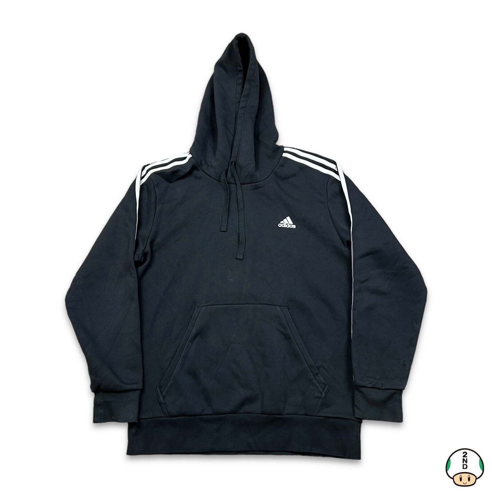 Adidas × Vintage Adidas Hoodie Large Essentials Spell Out Hooded Sweatshirt Size US L / EU 52-54 / 3 - 1 Thumbnail
