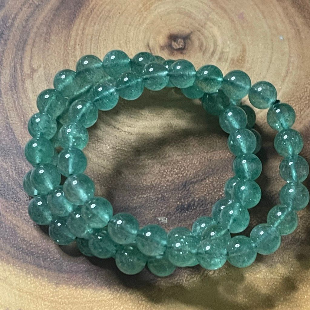 Other Green strawberry quartz beaded stretch bracelet 6mm 7.5”new Size ONE SIZE - 2 Thumbnail