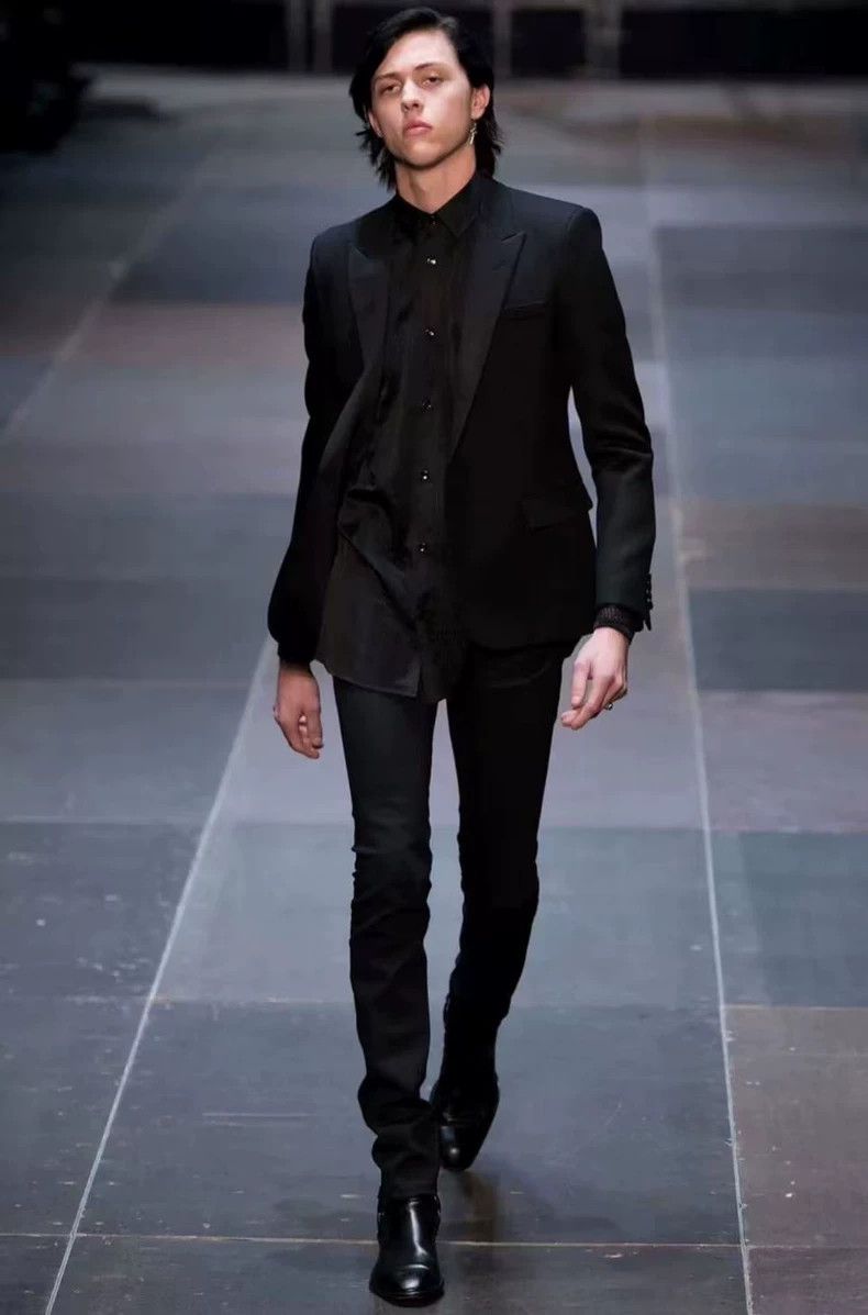 Yves Saint Laurent Saint Laurent Sword Collar Satin Smoking Suit 2502-Nextarro Size 50R - 7 Thumbnail