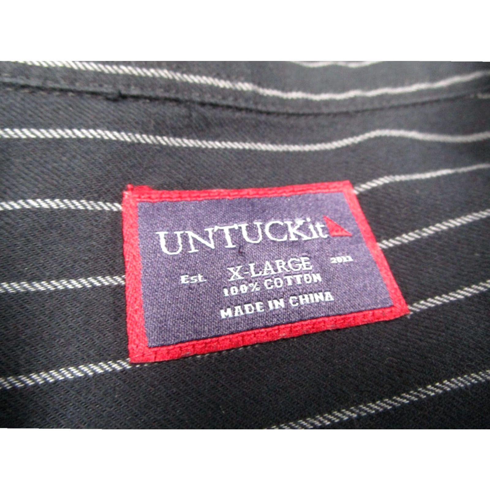 UNTUCKit UNTUCKit Mens XL Black Pinstriped Long Sleeve Button Up Cotton Shirt Size US XL / EU 56 / 4 - 3 Thumbnail