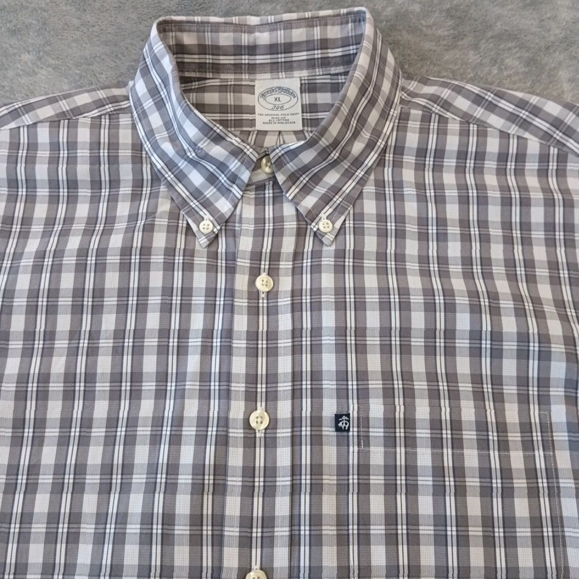 Brooks Brothers Brooks Brothers Shirt Mens XL Gray Plaid Long Sleeve Button Down Slim Fit Size US XL / EU 56 / 4 - 3 Thumbnail