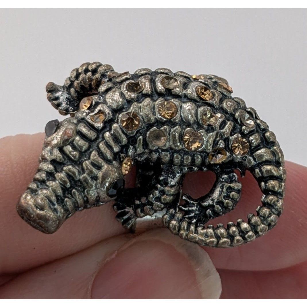 Other Alligator Rhinestone Ring Silver Tone Adjustable Size 6 Size ONE SIZE - 4 Thumbnail