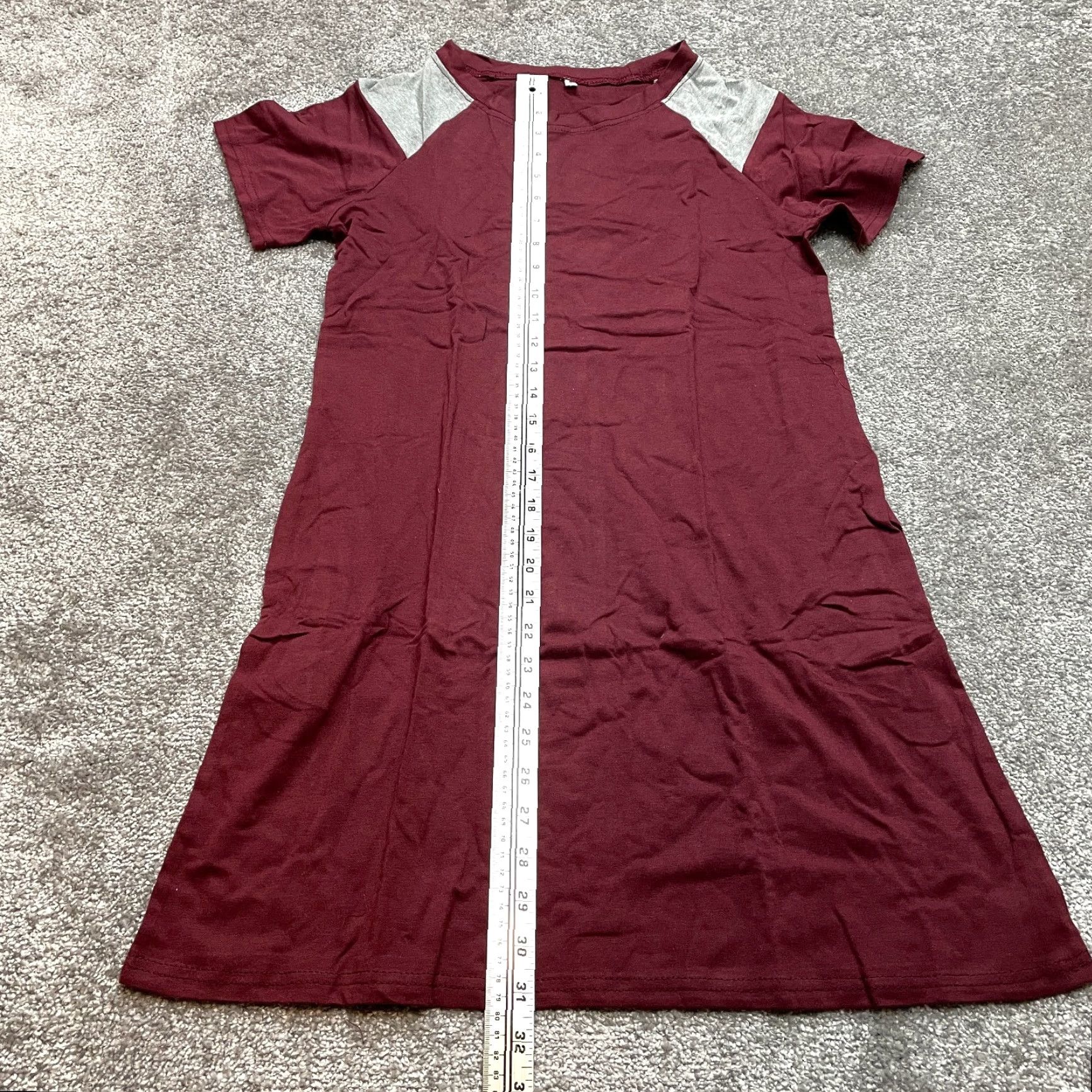 Vintage Unbranded Shirt Dress T Shirt Dress Womens Small Dark Red Maroon Short Sleeve New Size S / US 4 / IT 40 - 3 Thumbnail