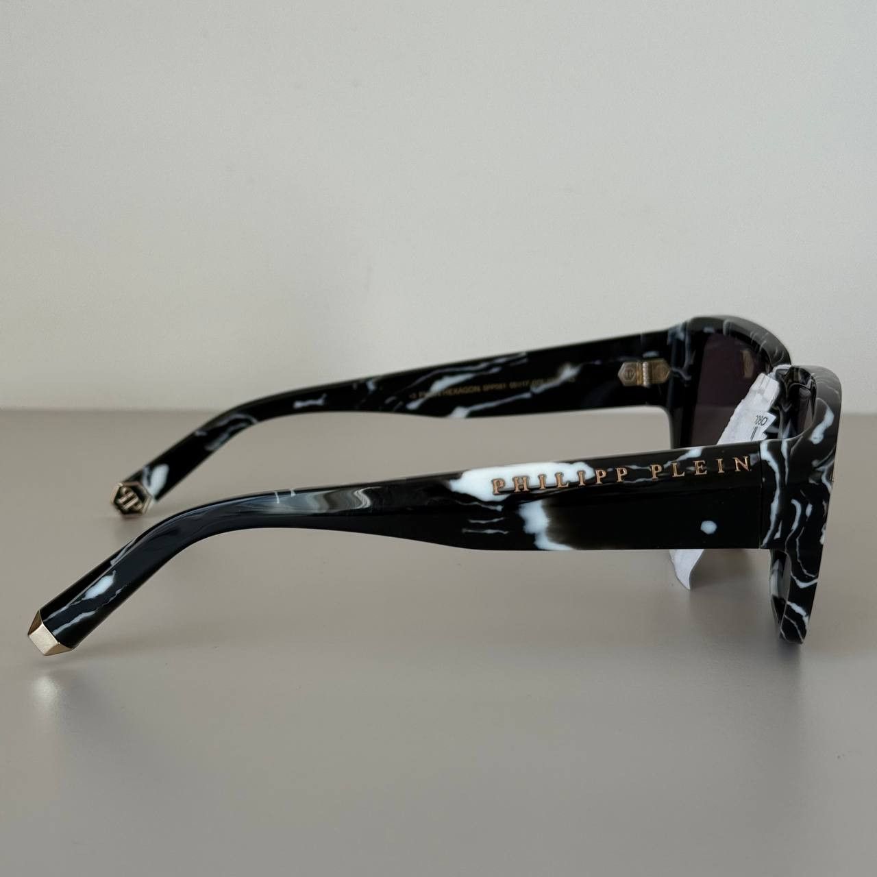 Philipp Plein Philipp Plein Hexagon SPP081 Men’s Sunglasses Marble Black Size ONE SIZE - 5 Thumbnail
