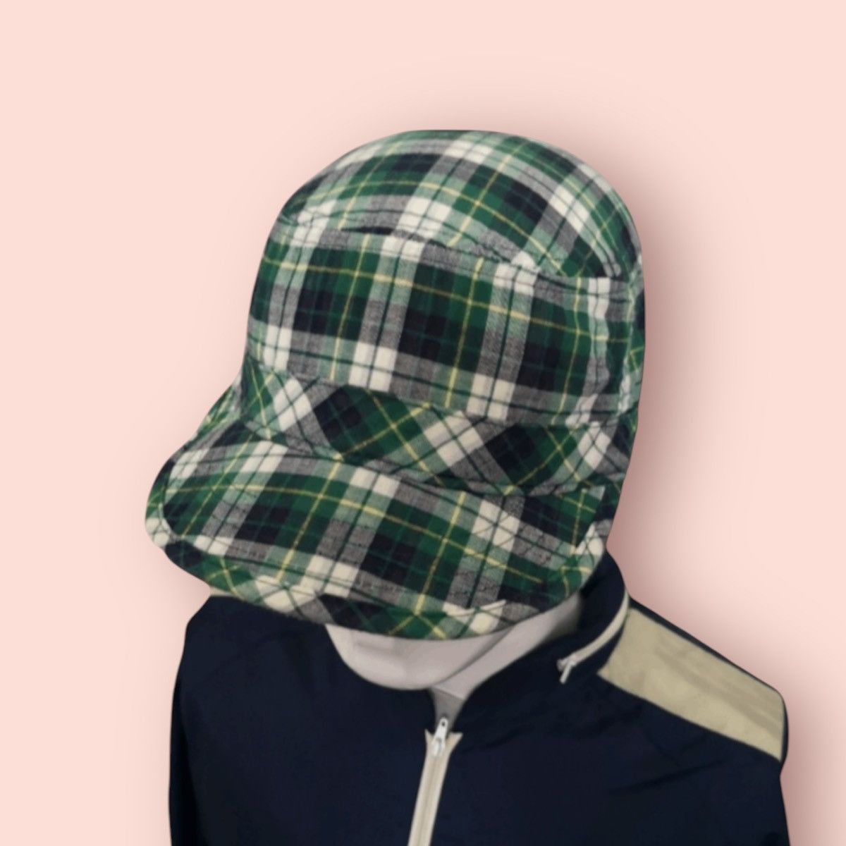 Japanese Brand VINTAGE UNIQLO GREEN PLAID ARMY CADET HAT Size ONE SIZE - 3 Thumbnail