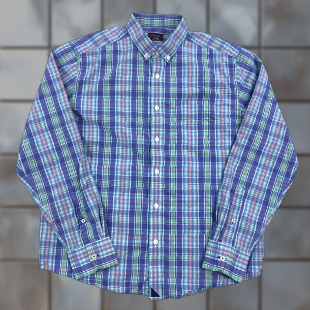 UNTUCKit UNTUCKIT Men's L Blue Green Pink Plaid Button-Down Casual Shirt Long Sleeve Size US L / EU 52-54 / 3 - 1 Thumbnail
