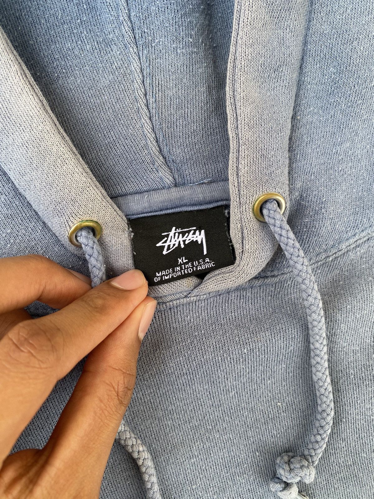 Other Vintage Faded Sky Blue Stussy Center Pullover Hoodie Size US XL / EU 56 / 4 - 4 Thumbnail