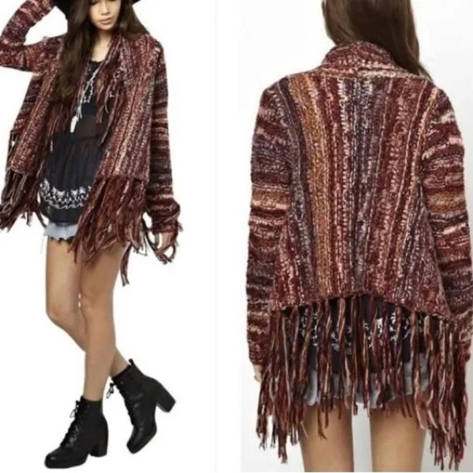 Free People Free People Birkenstock Fringe Cardigan Size M / US 6-8 / IT 42-44 - 14 Thumbnail