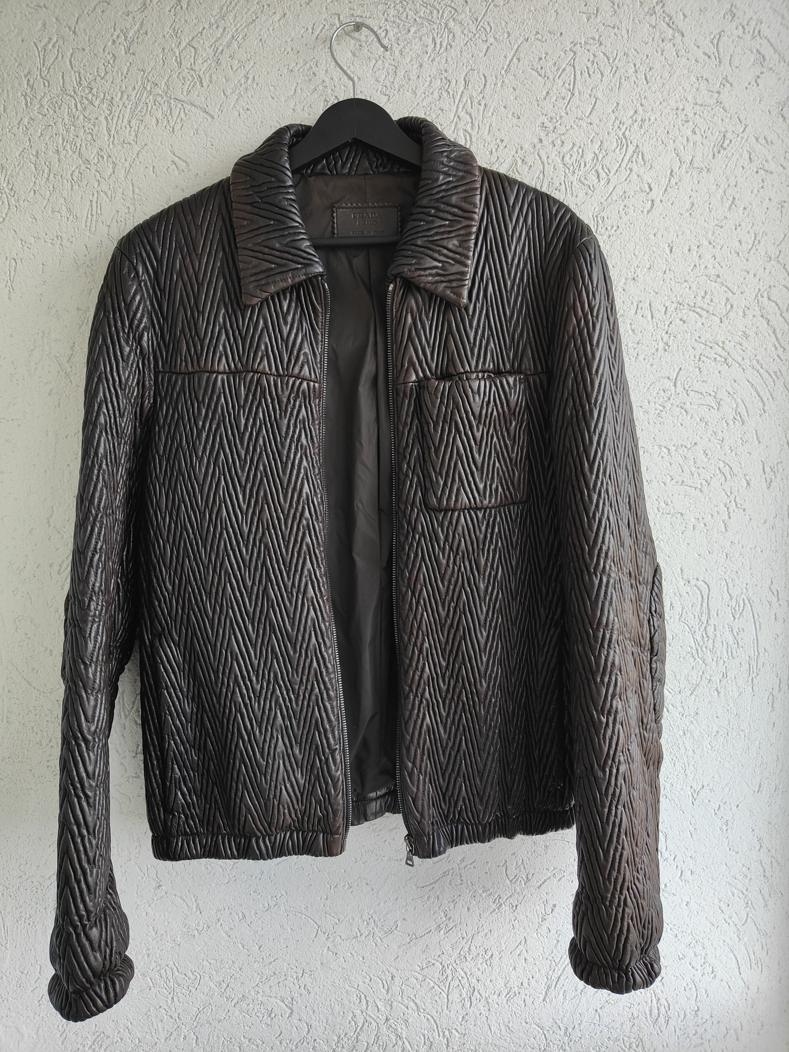 Prada Quilted Leather Boxy Insulated Jacket Runway 2006