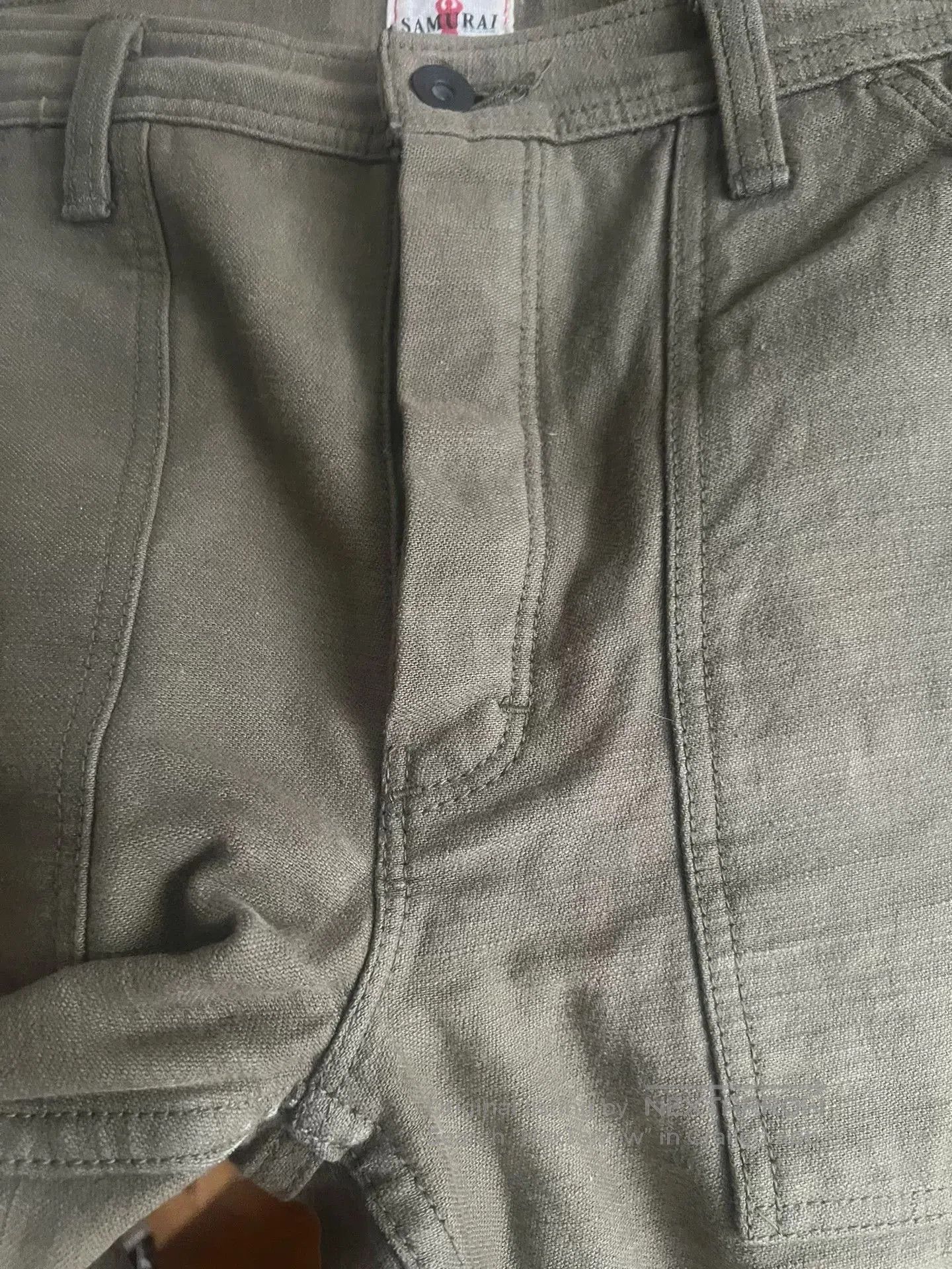 Samurai Jeans green cargo work pants with thick fabric. Size US 32 / EU 48 - 5 Thumbnail