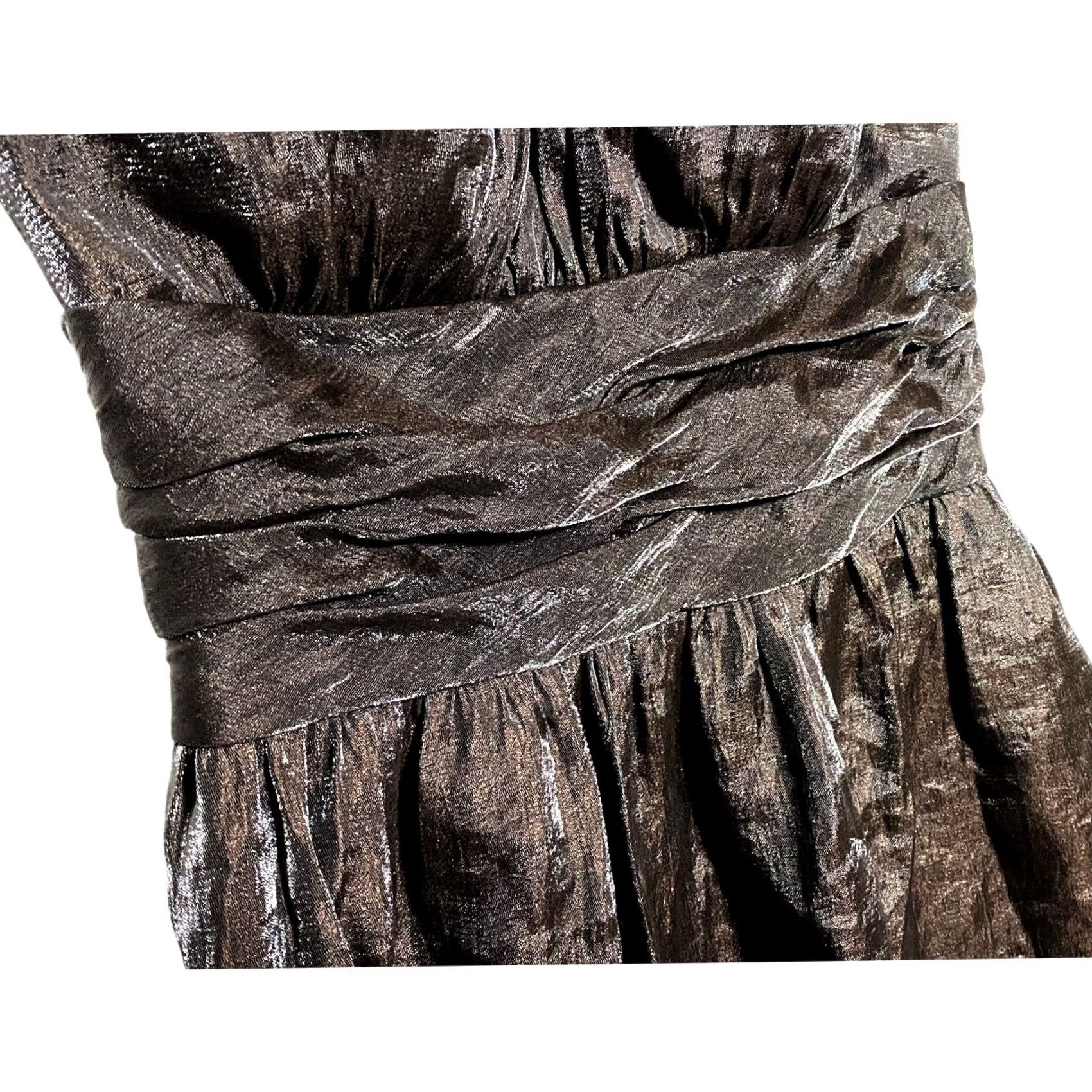 Adrianna Papell Adrianna Papell Boutique Halter Dress 2 Metallic Whimsigoth Grunge Formal Dress Long Sleeveless Tie Neck Size XS / US 0-2 / IT 36-38 - 3 Thumbnail