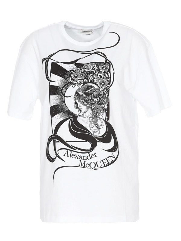 Alexander McQueen o1y0325 T-Shirt in Black & White Size XS / US 0-2 / IT 36-38 - 1 Thumbnail