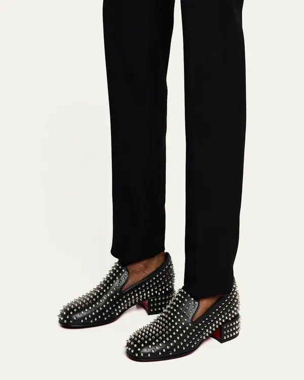 Christian Louboutin o1s1wg110126 Elegant Spikeasy Studded Loafers in Black Size US 9 / EU 42 - 3 Thumbnail