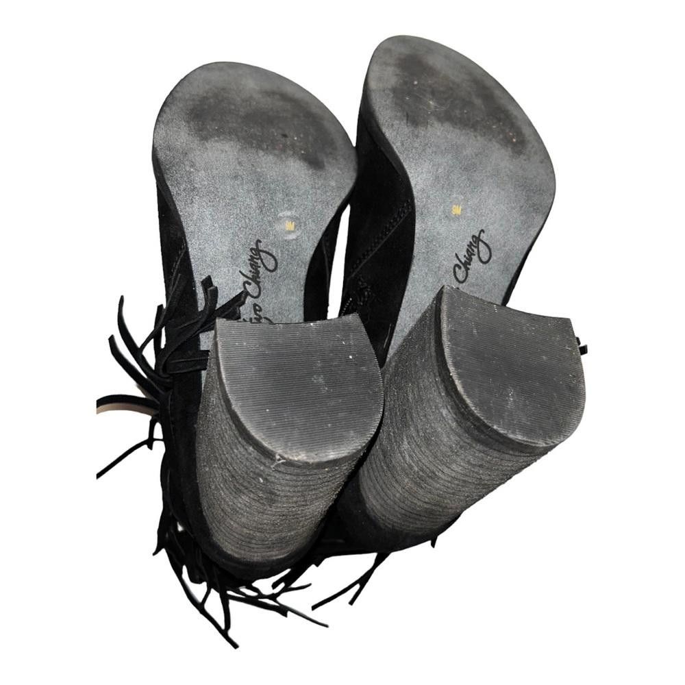 Designer Arturo Chiang l Black Suede Leather Booties W Fringe Size 9 Size US 9 / IT 39 - 9 Thumbnail
