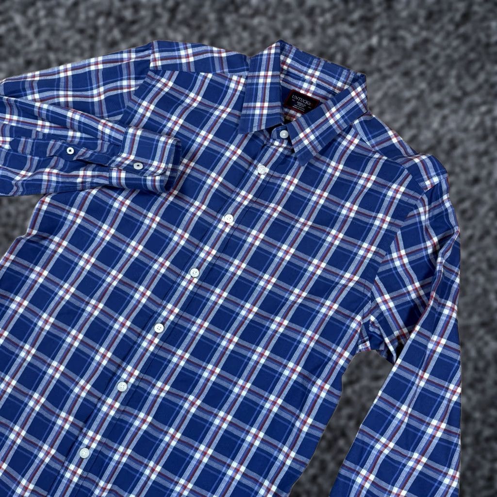 UNTUCKit UNTUCKit Shirt Mens Medium Slim Fit Button-Up Cotton Blue Plaid Long Sleeve Mens M Blue Plaid Slim Fit Button-Up Shirt Size US M / EU 48-50 / 2 - 1 Thumbnail