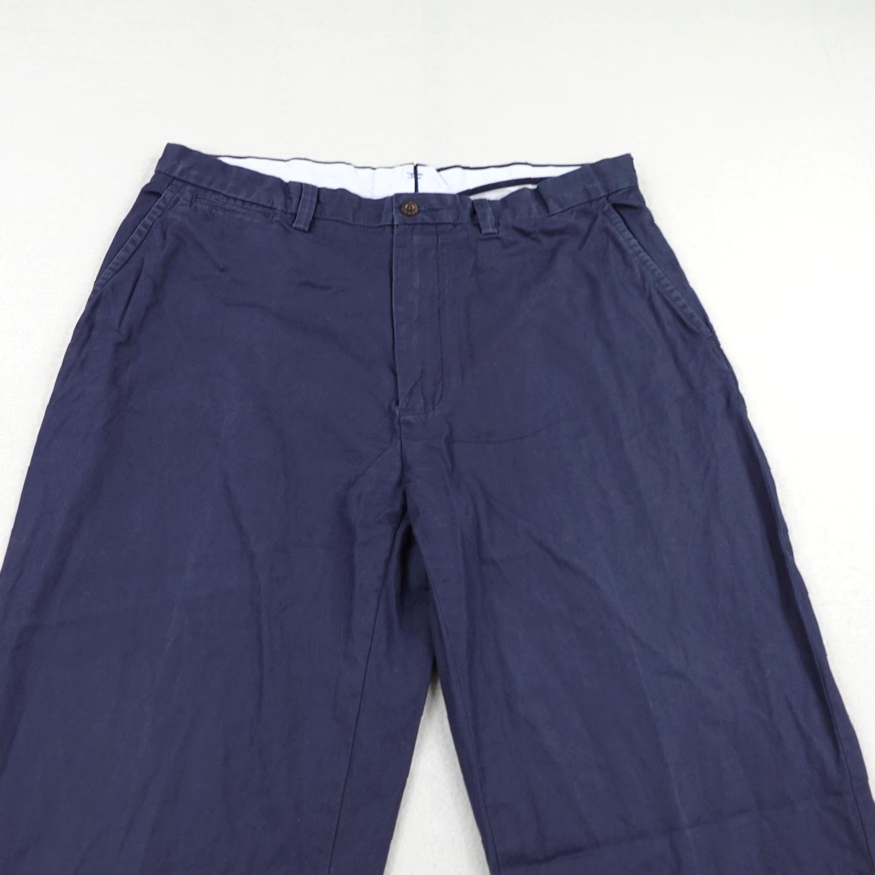 Ralph Lauren VINTAGE Ralph Lauren Pants Mens 35x32 Chino Straight Leg Cotton Twill Navy Blue Flat Front Pockets 35 Inseam Mens Size US 35 - 2 Thumbnail