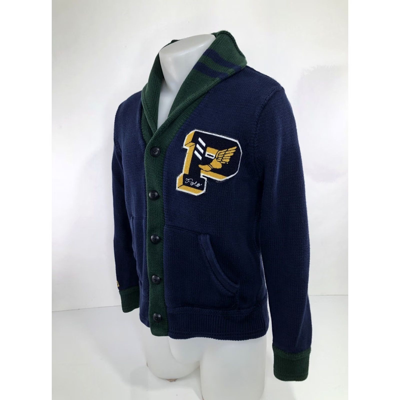 Ralph Lauren POLO RALPH LAUREN - LETTERMAN VARSITY Embroidered Mens S Cardigan Sweater Size US S / EU 44-46 / 1 - 3 Thumbnail
