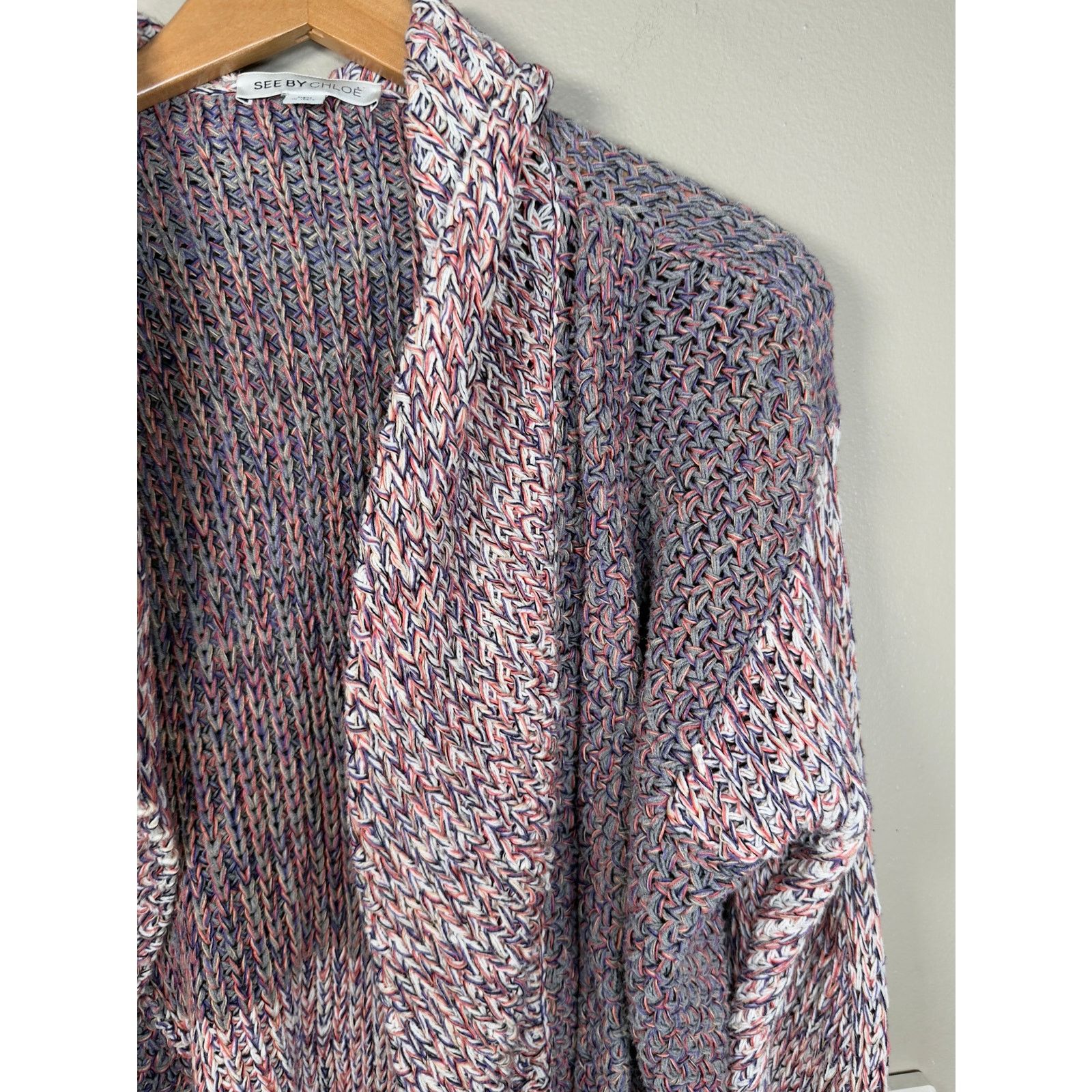 See by Chloe See by Chloe two tone melange crochet drape cardigan size 10 Size L / US 10 / IT 46 - 8 Thumbnail
