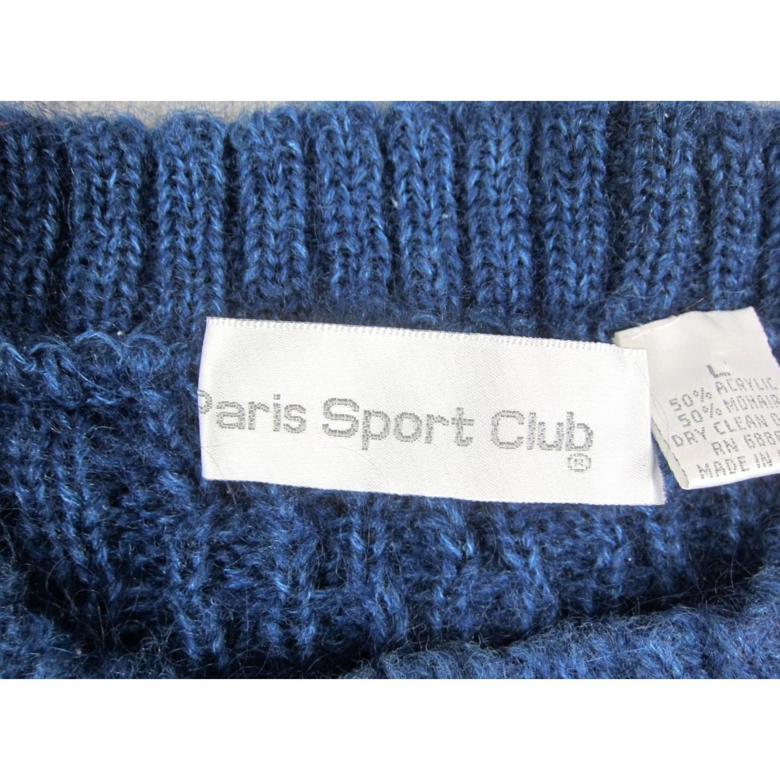 Vintage VINTAGE Paris Sport Club Sweater Womens Large Blue Cable Knit Mohair Crewneck Size L / US 10 / IT 46 - 3 Thumbnail