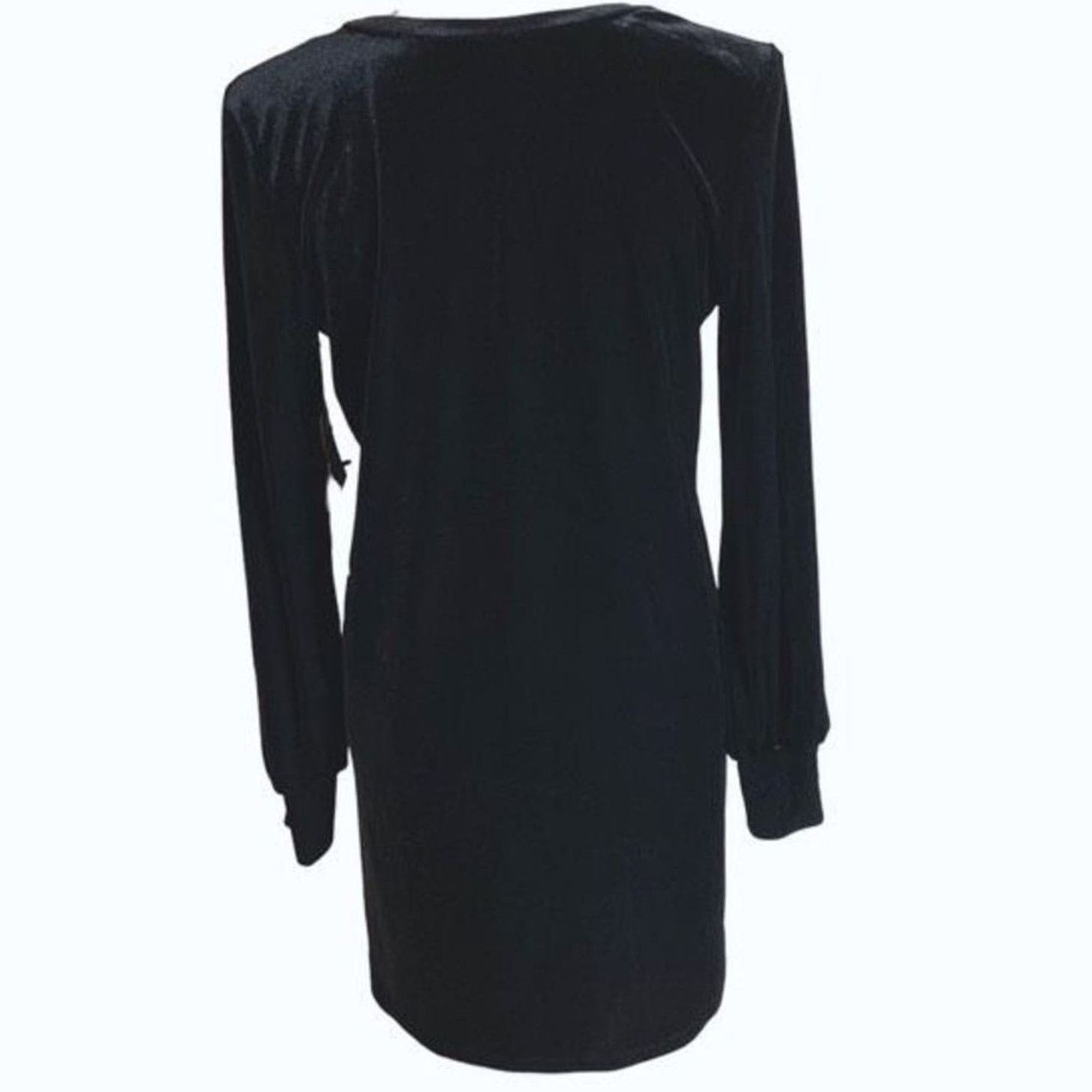 Nordstrom 1 State Women's Black Plush Luxe V Neck Bodycon Dress Size S / US 4 / IT 40 - 3 Thumbnail