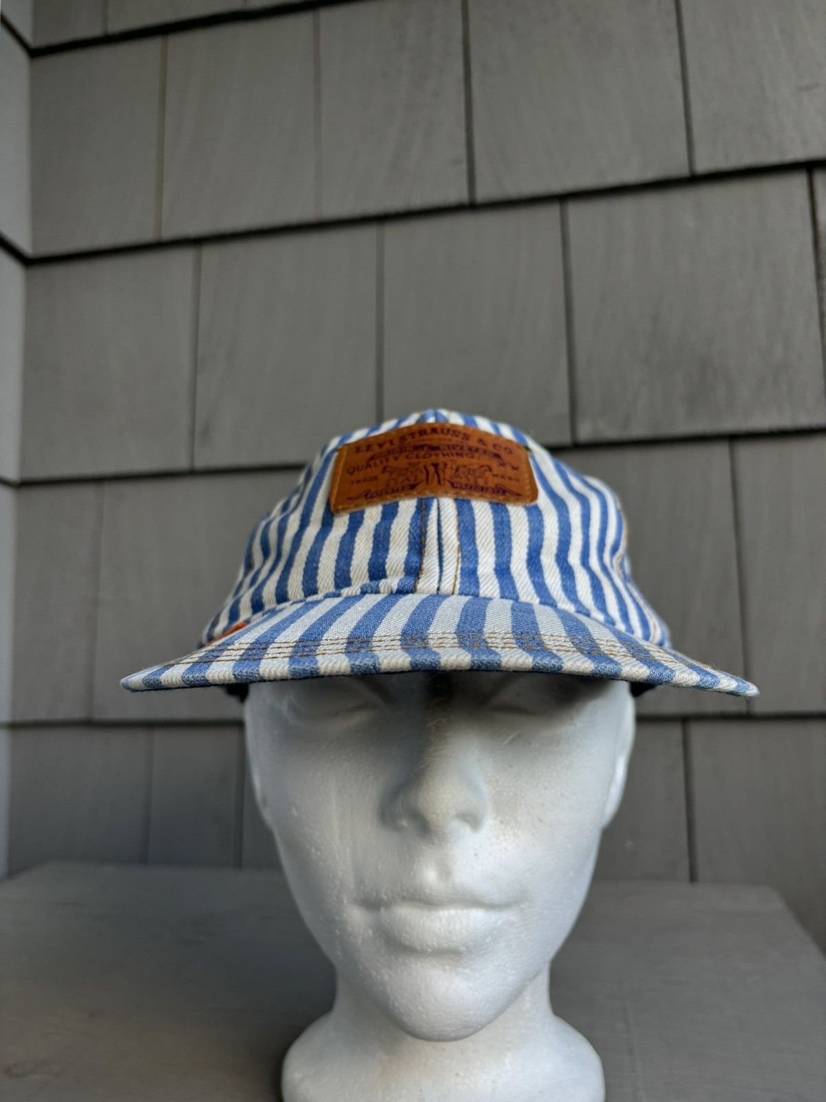 Levi's 1990s Levi's Jeans Hat Vintage Denim Snapback Striped Baseba Size ONE SIZE - 4 Thumbnail