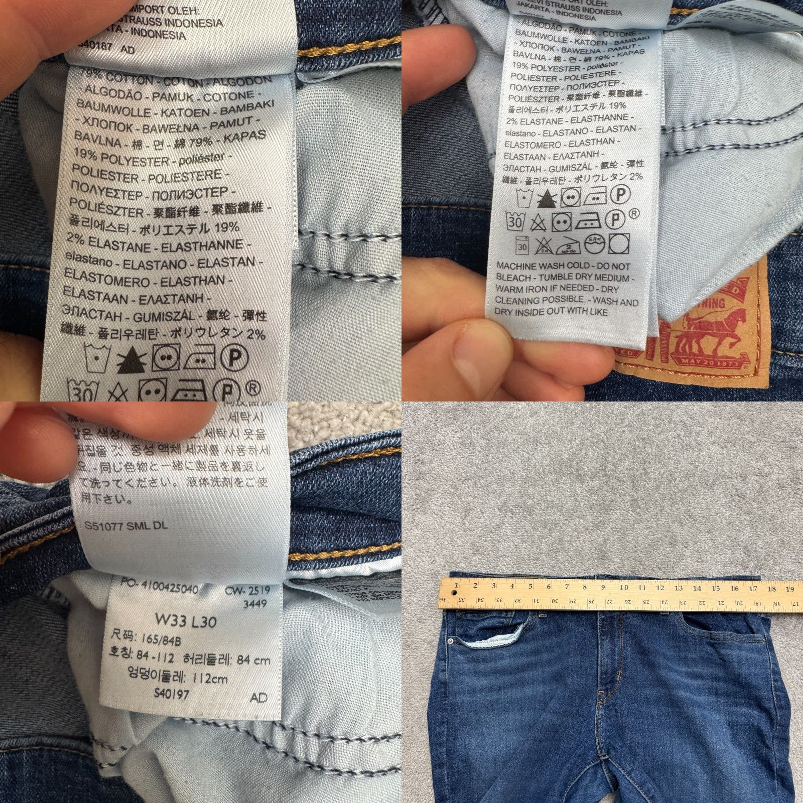 Levi's Levi's 711 Skinny Denim Jeans Womens 33x30 Blue Medium Wash Mid Rise Casual Size 24" / US 00 / IT 34 - 8 Thumbnail