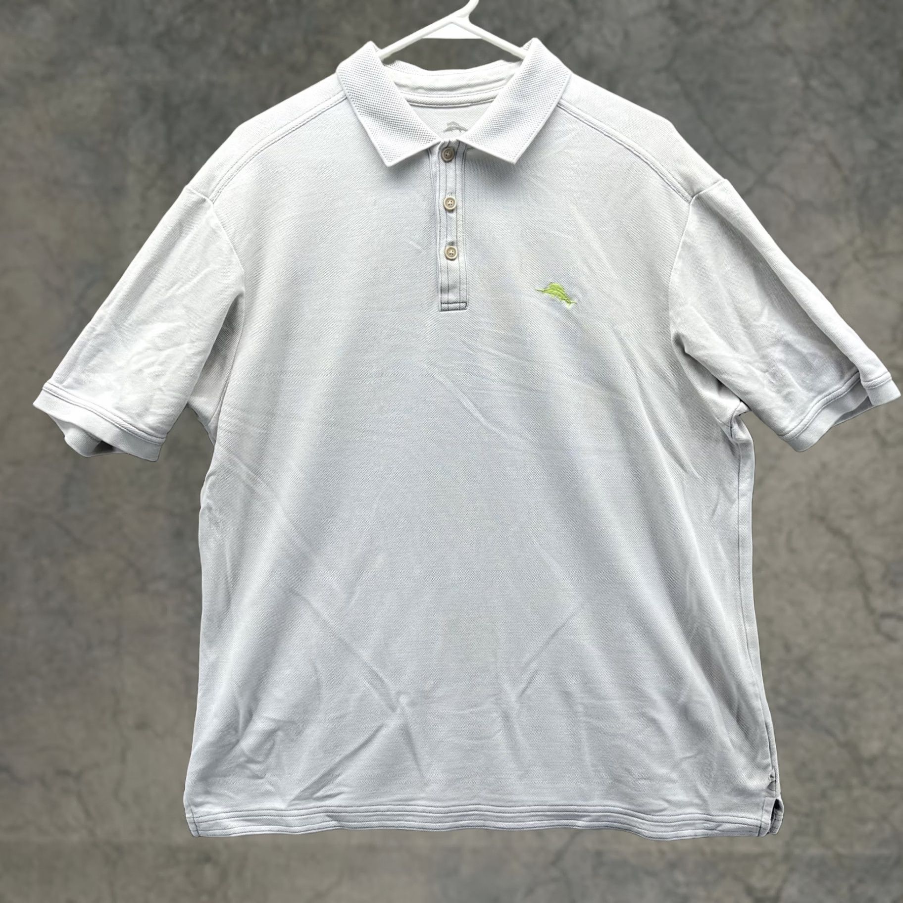 Tommy Bahama Tommy Bahama Shirt Mens L Gray Supima Cotton Polo Golf Casual Knit Polo Short Sleeve Ribbed Collar Marlin Logo Solid Pattern KnitRelaxed Fit Size US L / EU 52-54 / 3 - 1 Thumbnail