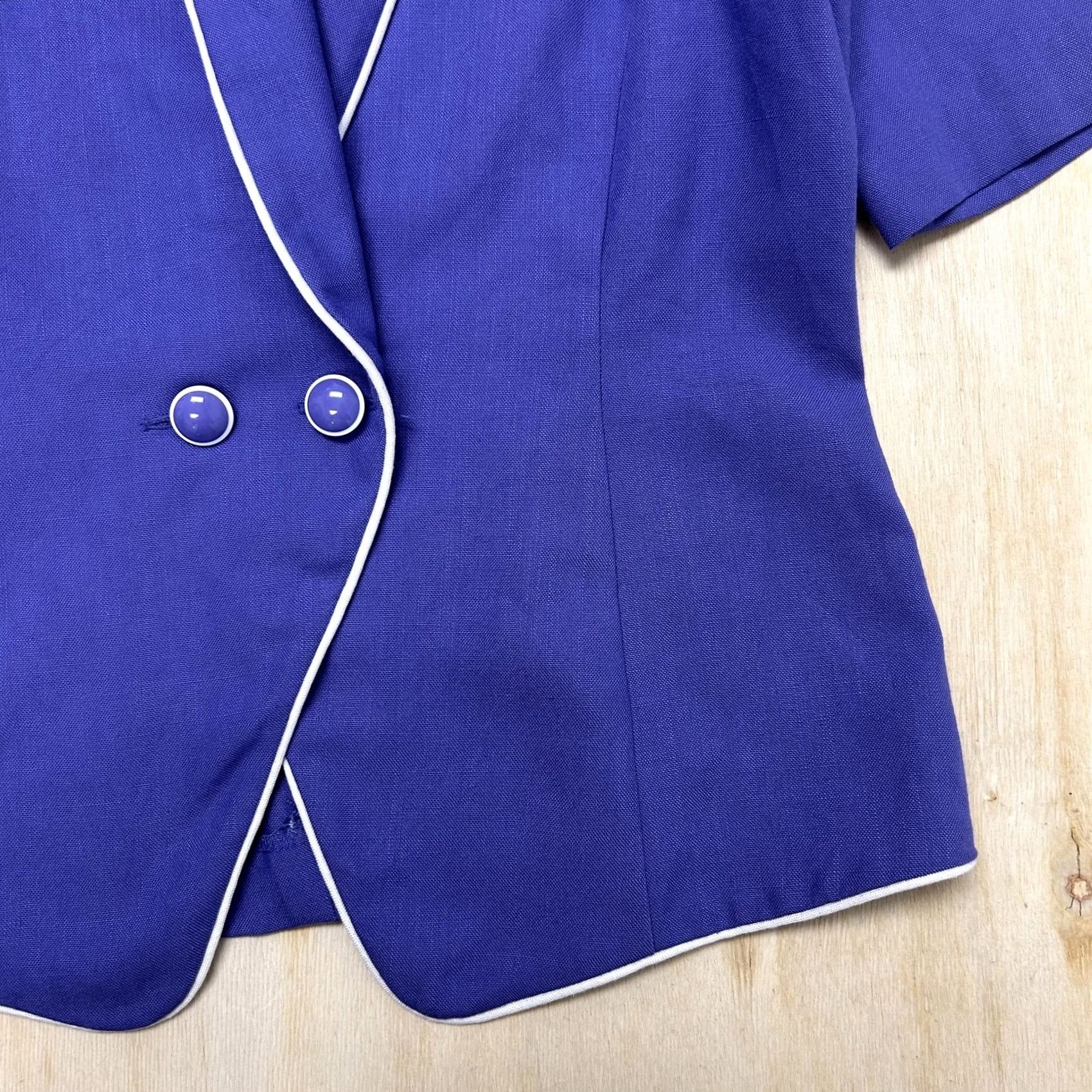 Vintage Vintage That's Me! Blazer Jacket Blue Short Sleeve Shawl Collar USA Womens 5/6 Size 27" / US 4 / IT 40 - 2 Thumbnail