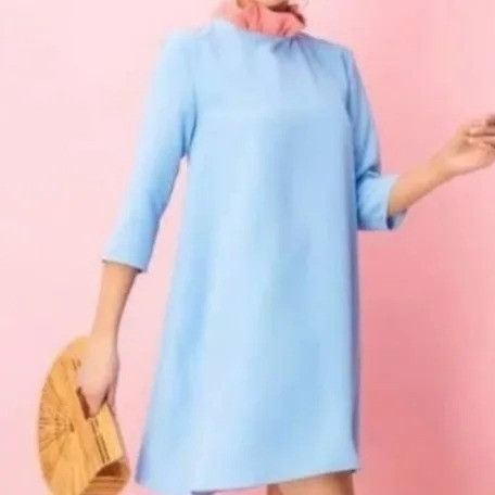 Other Tuckernuck Dress M Blue Pink Ruffle Collar Swing Bow Size M / US 6-8 / IT 42-44 - 2 Thumbnail