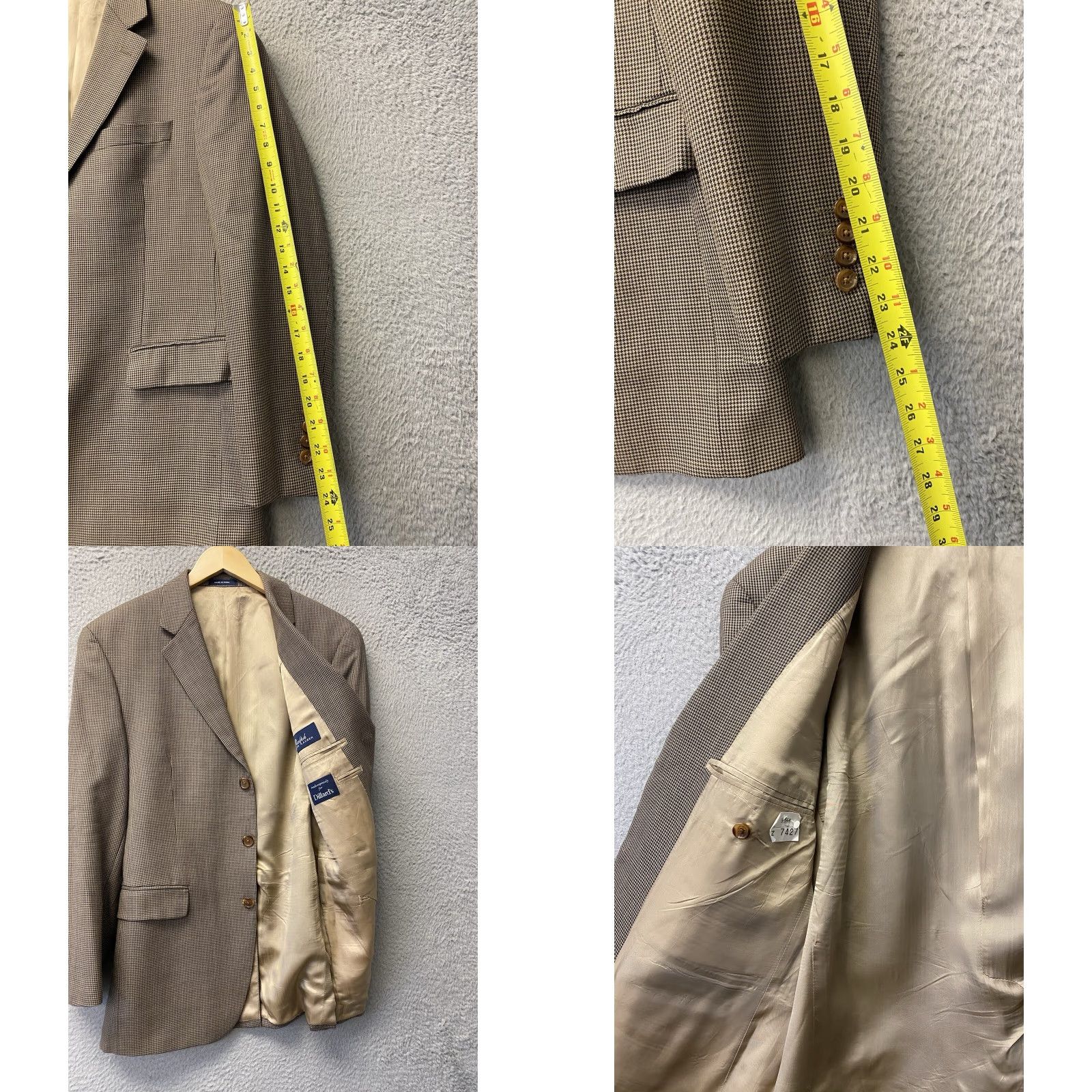 Ralph Lauren VINTAGE Ralph Lauren Blazer Jacket 40R Houndstooth Wool Men Regular 3-Button Notch Lapel Brown/Blue Label Mens Size 40R - 8 Thumbnail
