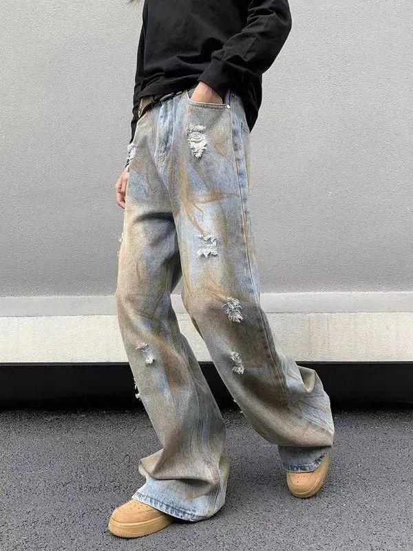 Japanese Brand VIBE Retro distressed grunge straight wide leg jeans Size US 32 / EU 48 - 3 Thumbnail