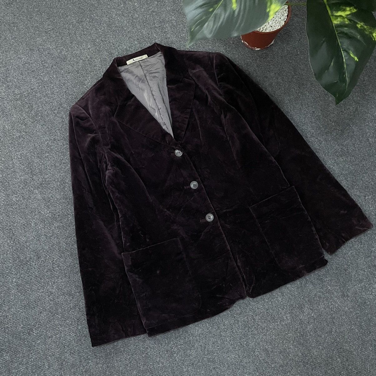 Aquascutum × Designer × Japanese Brand Aquascutum Dark Burgundy Velvet Blazer Size 36R - 2 Thumbnail