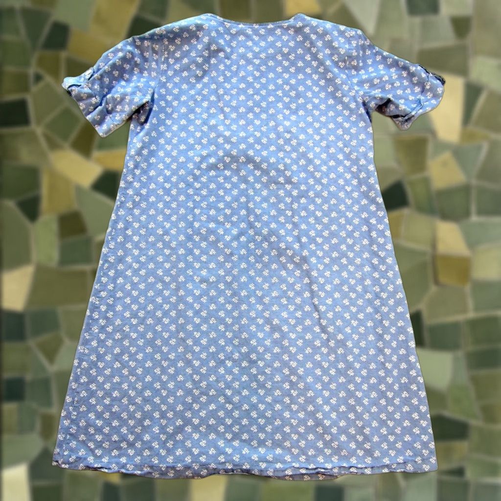 Vintage VINTAGE Vicki Wayne's 100% Cotton Floral Blue White Short Sleeve Midi Dress 12/Large Size 34" / US 12 / IT 48 - 1 Thumbnail