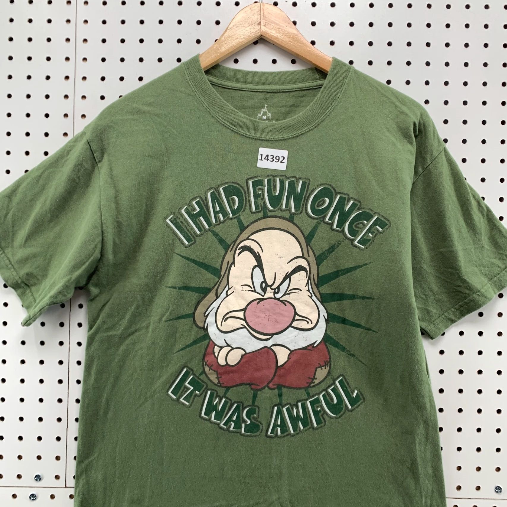 Disney Disney Shirt M Adult Medium Green Grumpy "I Had Fun Once It Was Awful" Short Sleeve Tee Mens Vintage 2000s Disney Grumpy Shirt Size US M / EU 48-50 / 2 - 6 Thumbnail