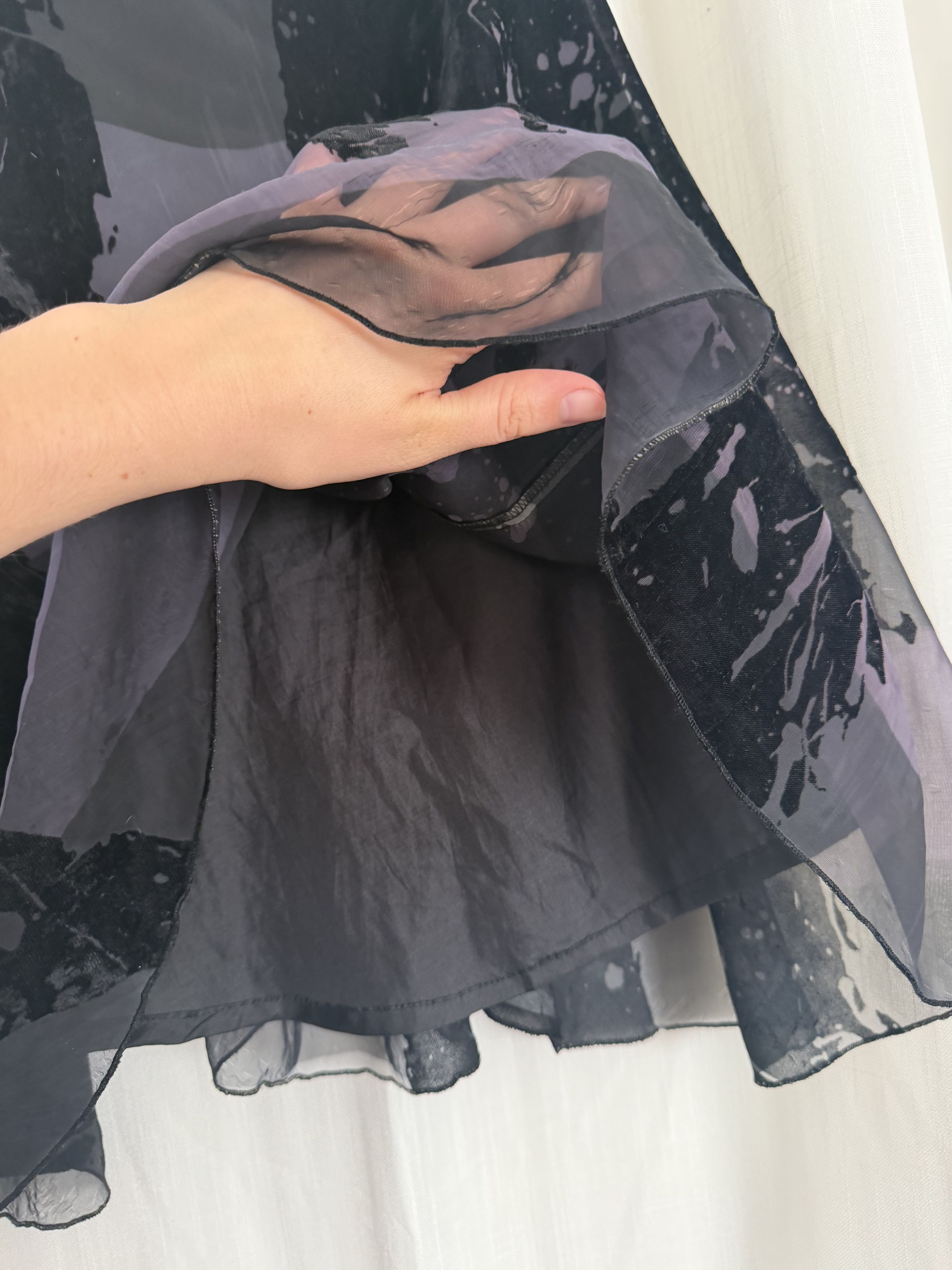 Other Rare Yoshiki Hishinuma Burnout Velvet Asymmetric Skirt JAPAN Size 26" / US 2 / IT 38 - 4 Thumbnail